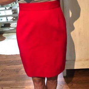 Barry Bricken 100% wool red pencil skirt w/ vent